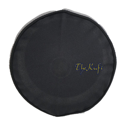 Black with Dark Gray Madun Vented Top Pliable Two-Color Round Kufi Hat