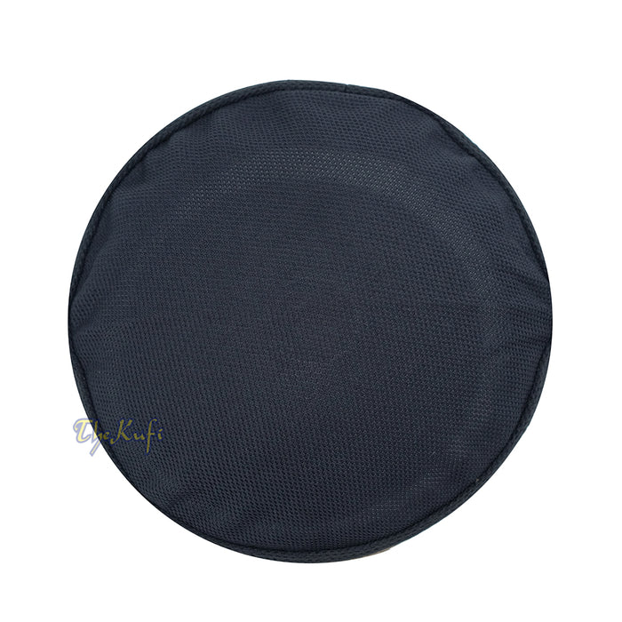 Black with Khaki Madun Vented Top Pliable Two-Color Round Kufi Hat
