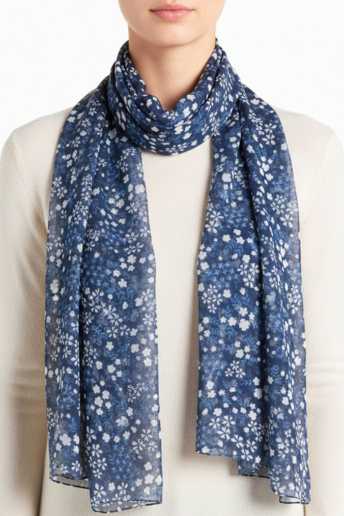 Blue Sakura Scarf – Lightweight Soft Wrap Blue Sakura Scarf – Lightweight Soft Wrap Scarves