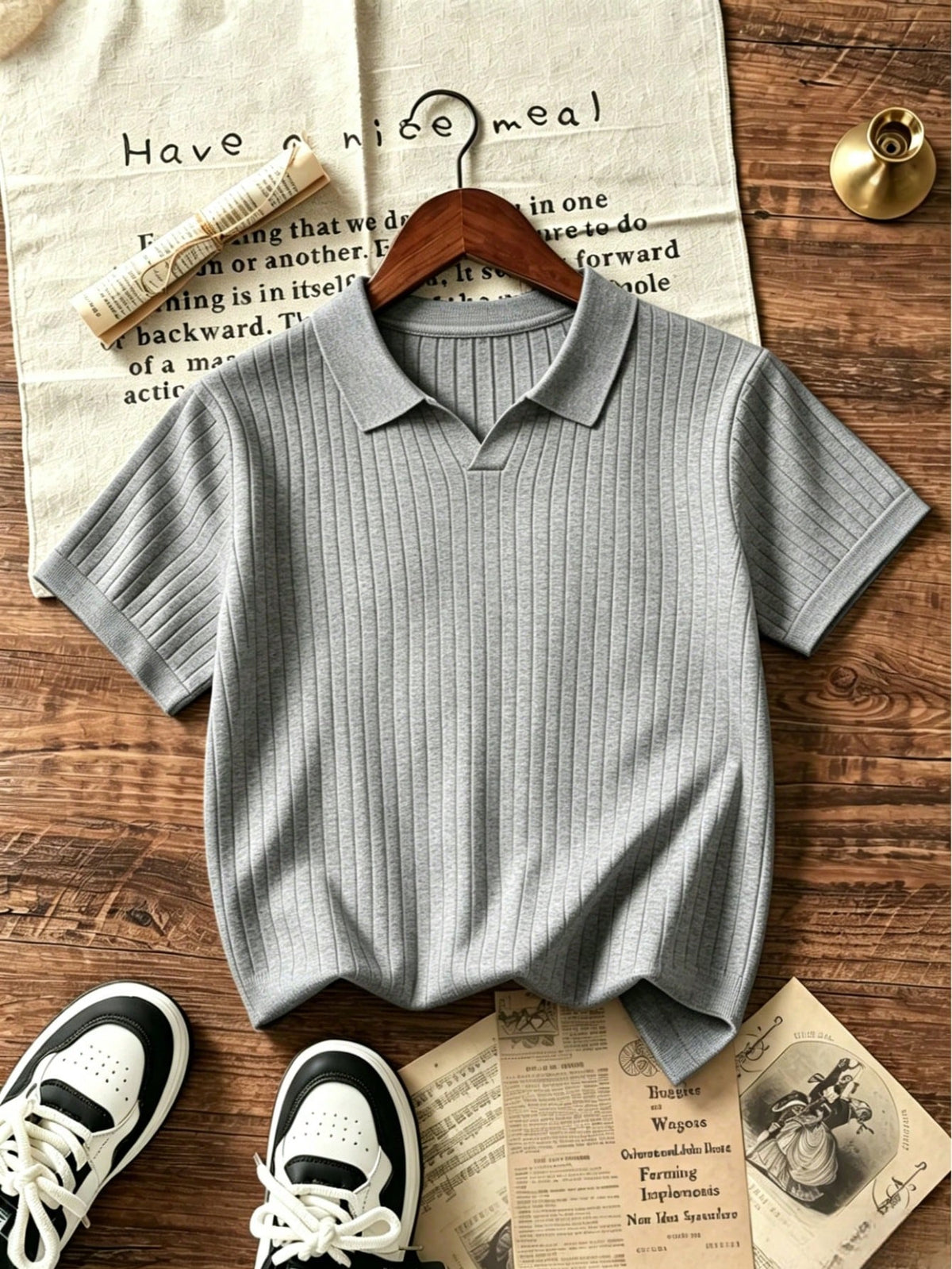 Boys' Teen Student Casual Solid Color Crew Neck Pullover Ribbed Knit Short Sleeve T-Shirt Spring Summer Top