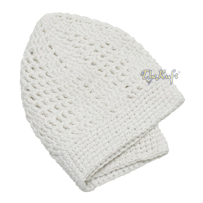 Buy 1 Get 1 Free! White Kufi Cap | Hand-crocheted Arifin Ilham Crochet Knitted Muslim Hat