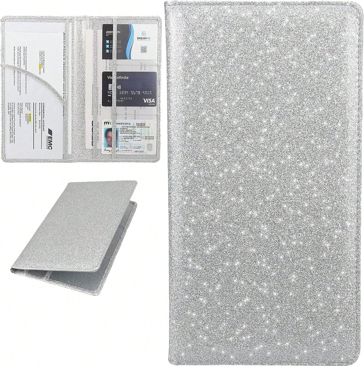 Car Registration And Insurance Holder, Bling Premium Pu Leather Vehicle Glove Box Organizer, Prefect Leather License Registration Holder For Driver
