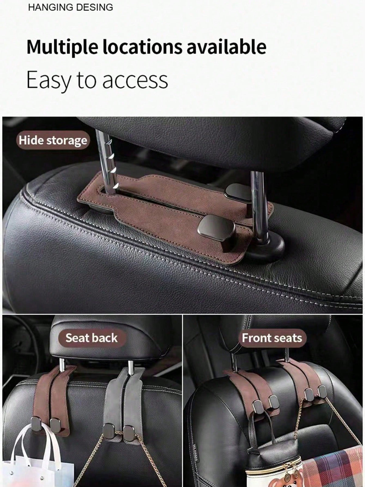 Car Seat Headrest Hooks, Dual Headrest Hooks, Car Back Seat Headrest Hooks, Can Be Used To Hang Handbags, Bags, Clothes And Wallets