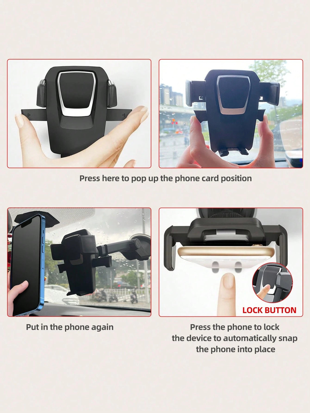 Car Universal Hands-Free Suction Cell Phone Holder For Car Dashboard Air Vent Car Phone Holder Mount