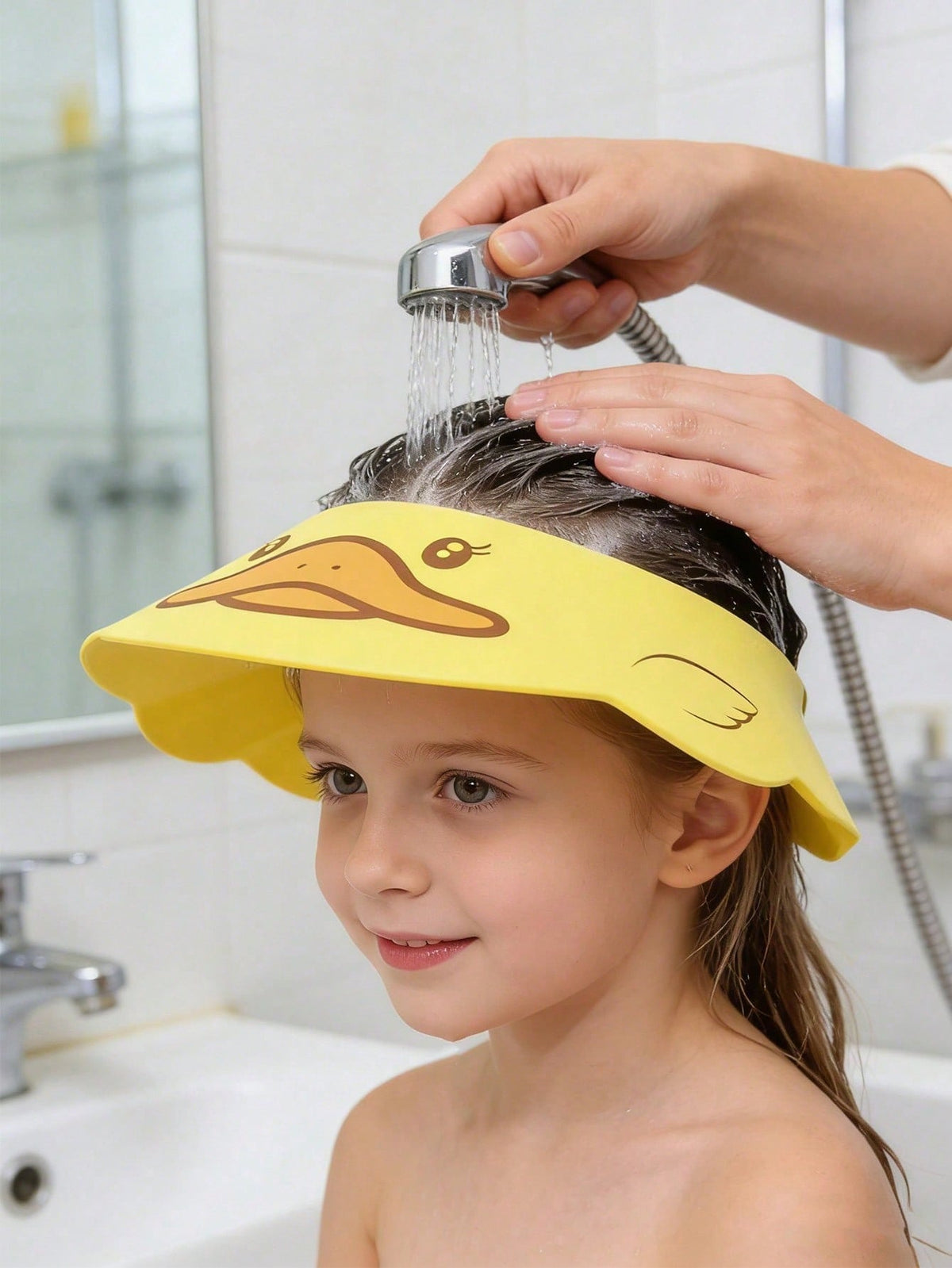 Cartoon Waterproof Shower Cap, Baby Shampoo Bath Cap, Portable Shower Cap, Sun Hat, Cute Duck And Dolphin Pattern- High Quality Ear Protection