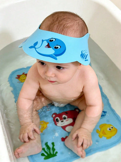 Cartoon Waterproof Shower Cap, Baby Shampoo Bath Cap, Portable Shower Cap, Sun Hat, Cute Duck And Dolphin Pattern- High Quality Ear Protection