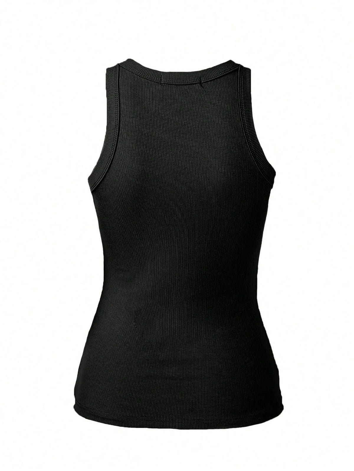 ChicMe Sleeveless Ribbed Knit Tank Top, Fitted Style, Basic Casual Everyday Wear For Women Elegant Black Summer