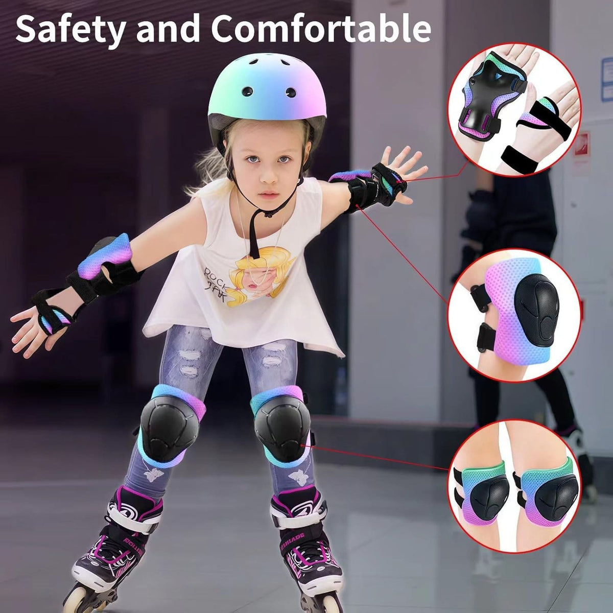 Children's Helmet Protection Set- Knee Pads, Elbow Pads And Wrist Guards, Suitable For Children Aged 2-5, Back To School