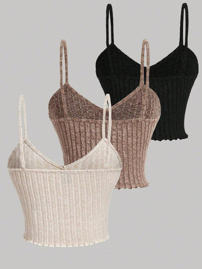 Chiquease 3pcs/set Solid Color Tank Tops