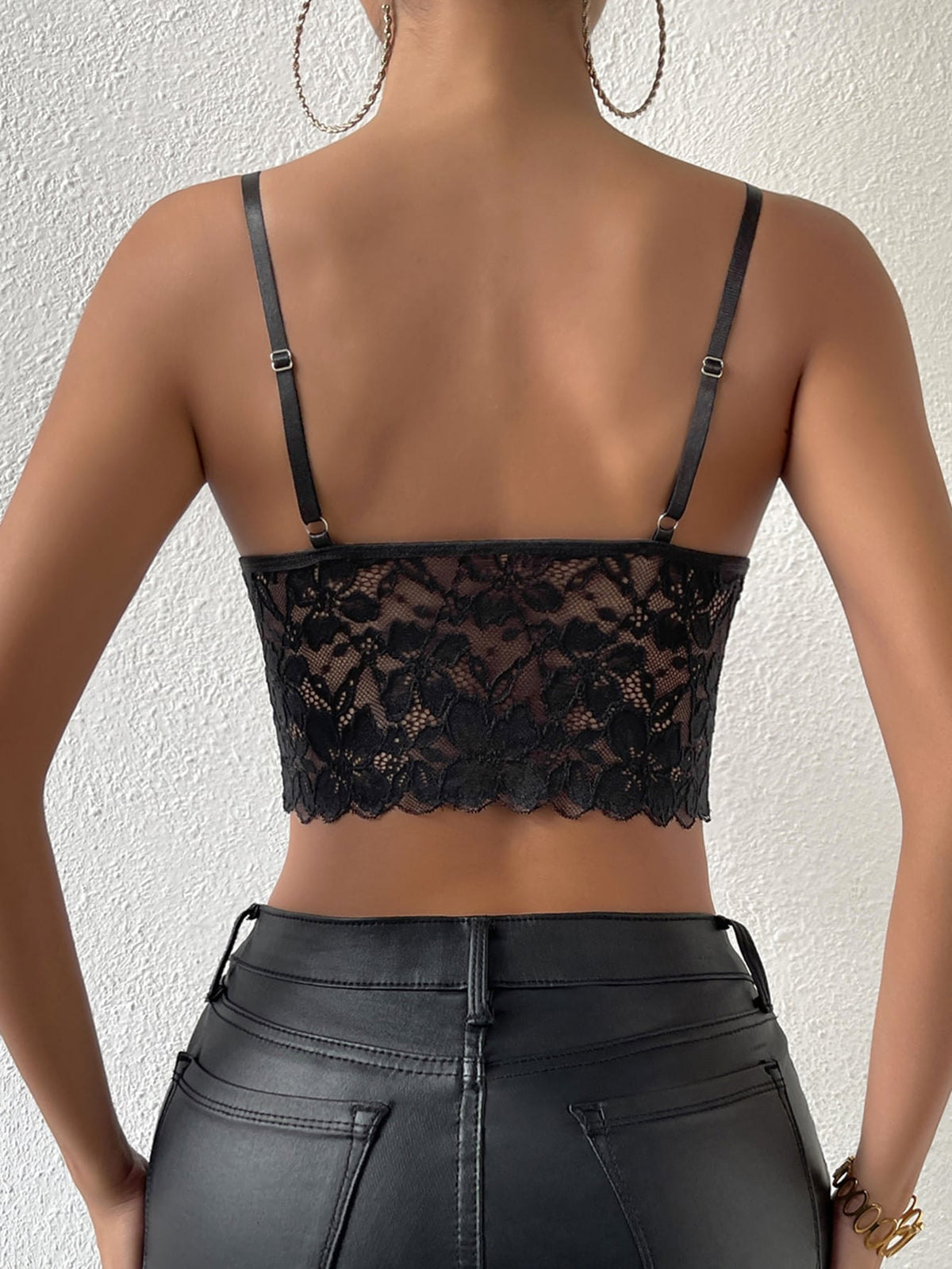 Chiquease Solid Criss Cross Crop Lace Cami Top For Holiday Party Clothes