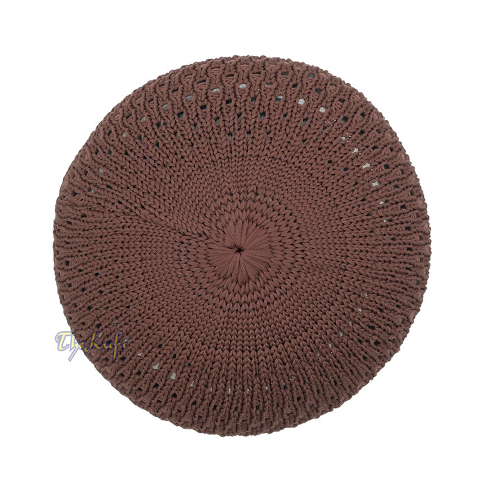 Chocolate Brown Open-Weave Stretchable 100% Nylon Kufi Skull Cap