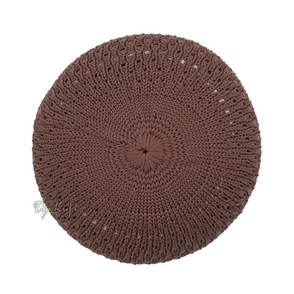 Chocolate Brown Open-Weave Stretchable 100% Nylon Kufi Skull Cap