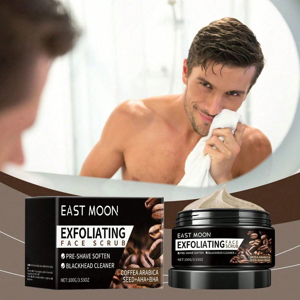 Coffee Facial Scrub, Men's Facial Hair Cleanser Pores Refreshing Comfort Cleansing Cream