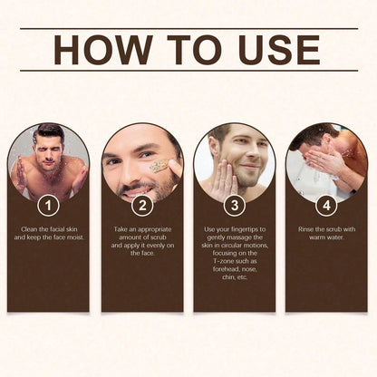Coffee Facial Scrub, Men's Facial Hair Cleanser Pores Refreshing Comfort Cleansing Cream