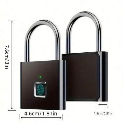 Compact Smart Fingerprint Padlock- IP56 Waterproof, Keyless Security, USB Rechargeable, Lightweight Aluminum- Ideal For Luggage, Briefcases And Backpacks