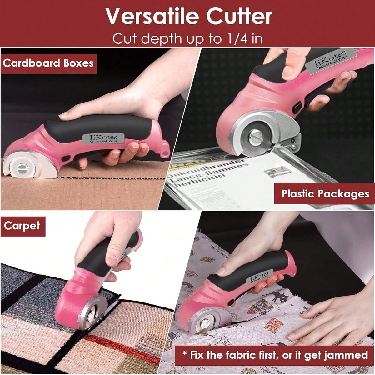 Cordless Electric Scissors, 4V Carpet Cardboard Cutter Tool, 2000 MAh, With Safety Lock, Rotary Cutter For Cardboard Packages Leather Plastic, Christmas Stuffers, Birthday And Valentine's Day Gift