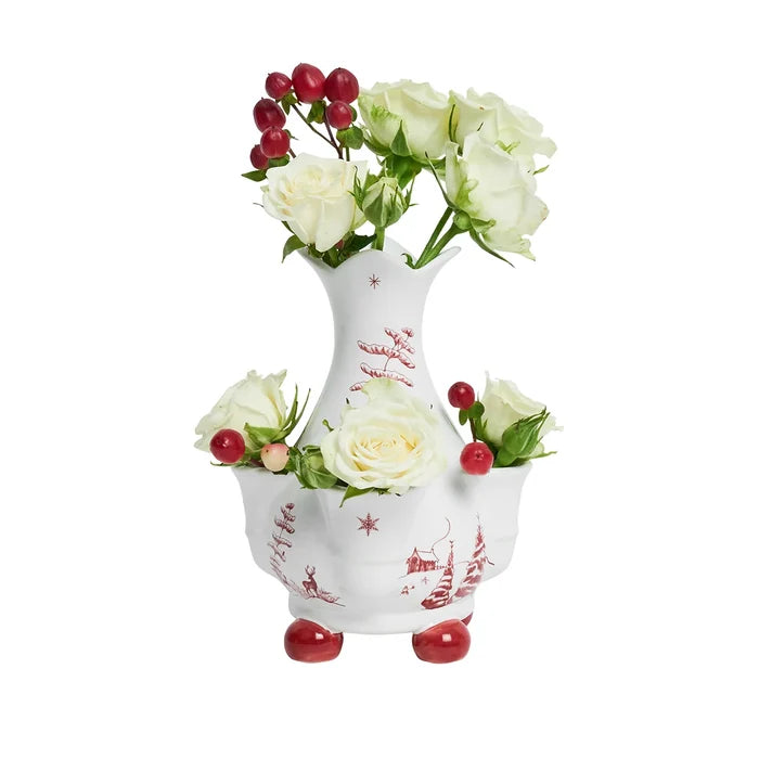 Country Estate Winter Frolic 6" Tulipiere Vase / Ruby