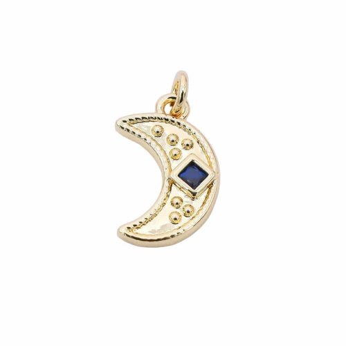 Crescent Moon with Blue Gem Charm Crescent Moon with Blue Gem Charm Charms