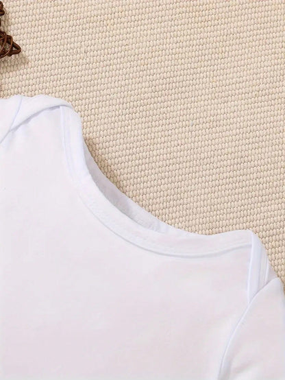 [Custom] Customized Personalized Name Short Sleeve Romper For Baby Boys And Girls, Round Neck Casual One-Piece, Machine Washable