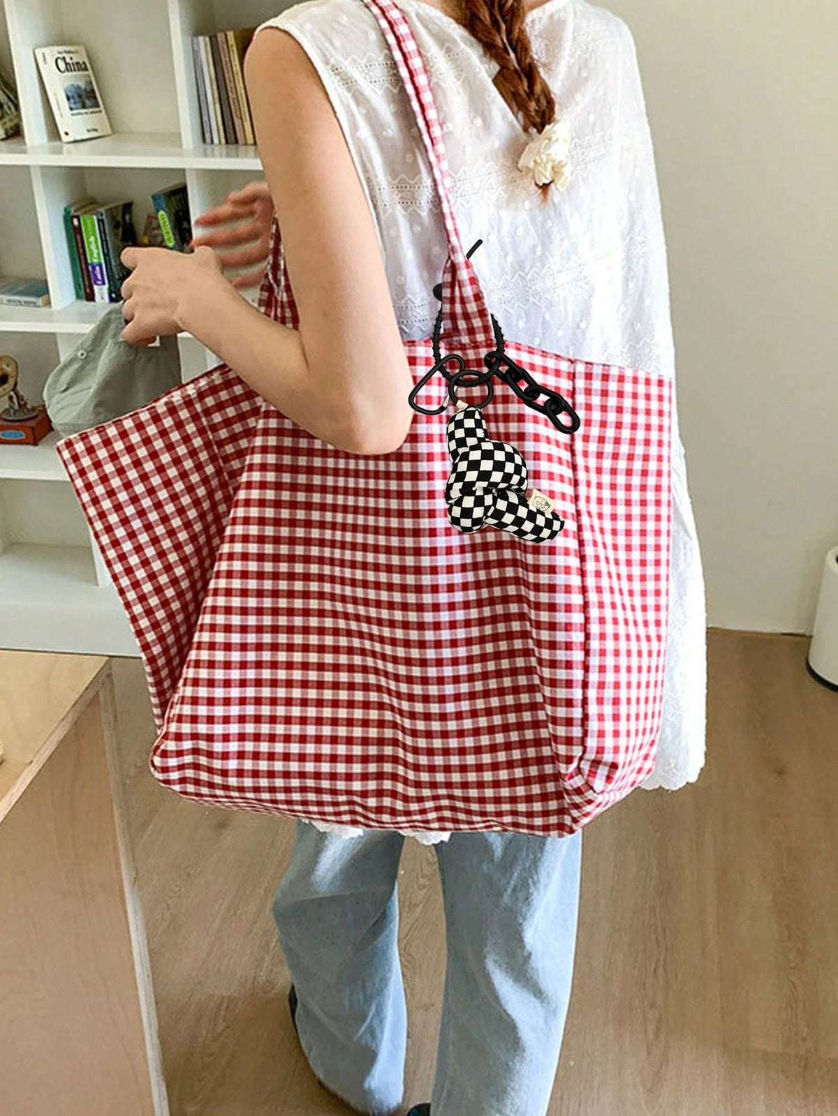 (Customized) Korean Style Summer Personalized Embroidered Letter Tote Bag, Large Capacity Canvas Commuter Shoulder Bag, For Outdoor Travel, Gift For Holidays, Graduation, Mother's Day, Souvenir, Craft
