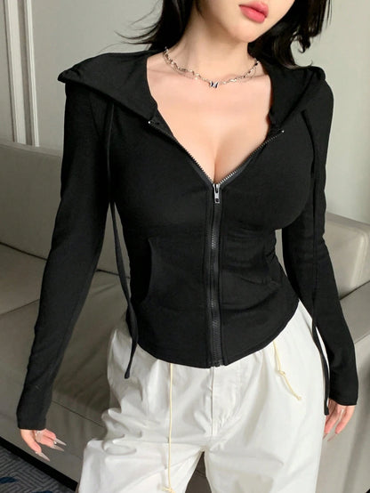 DAZY Valentine's Day Women's Zip-Up Hoodie Sweatshirt, Bodycon T-Shirt Long Sleeve Women Tops