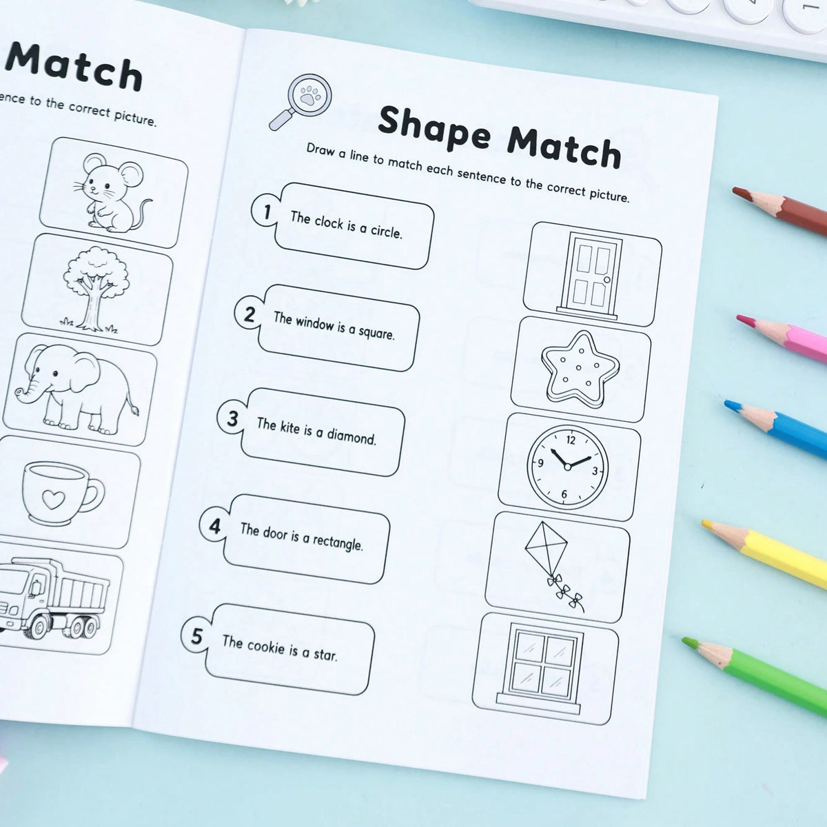 Detective Style Children's English Sentence Picture Matching Workbook, Kids English Short Sentence Picture Matching Reading Enlightenment Exercise Book, Back To School Learning Supplies, Holiday Sente