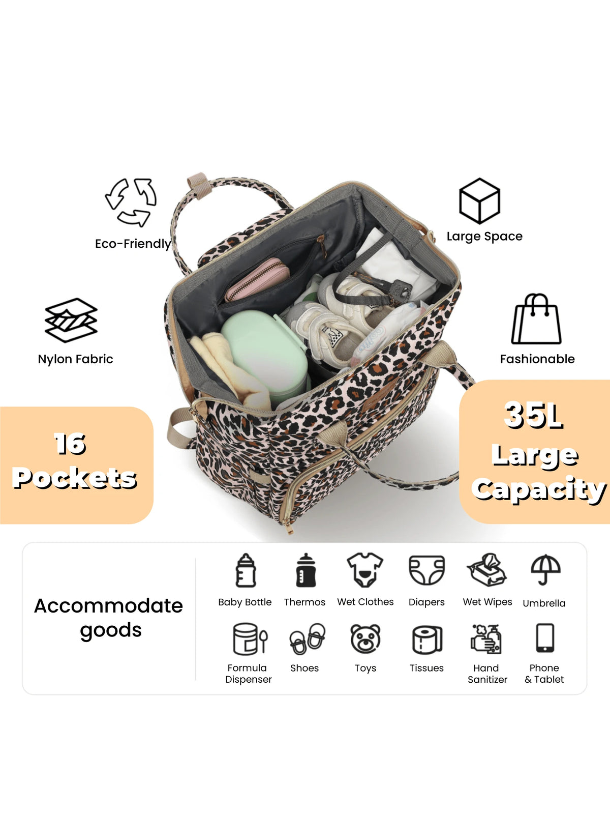 Diaper Backpack For Moms- Ultra-Stylish Waterproof Baby Bag With Insulated Bottle Pockets, Changing Pad & Pacifier Case| Large Travel Essentials, Perfect Mother's Day Gift & Baby Shower Registry, Ch