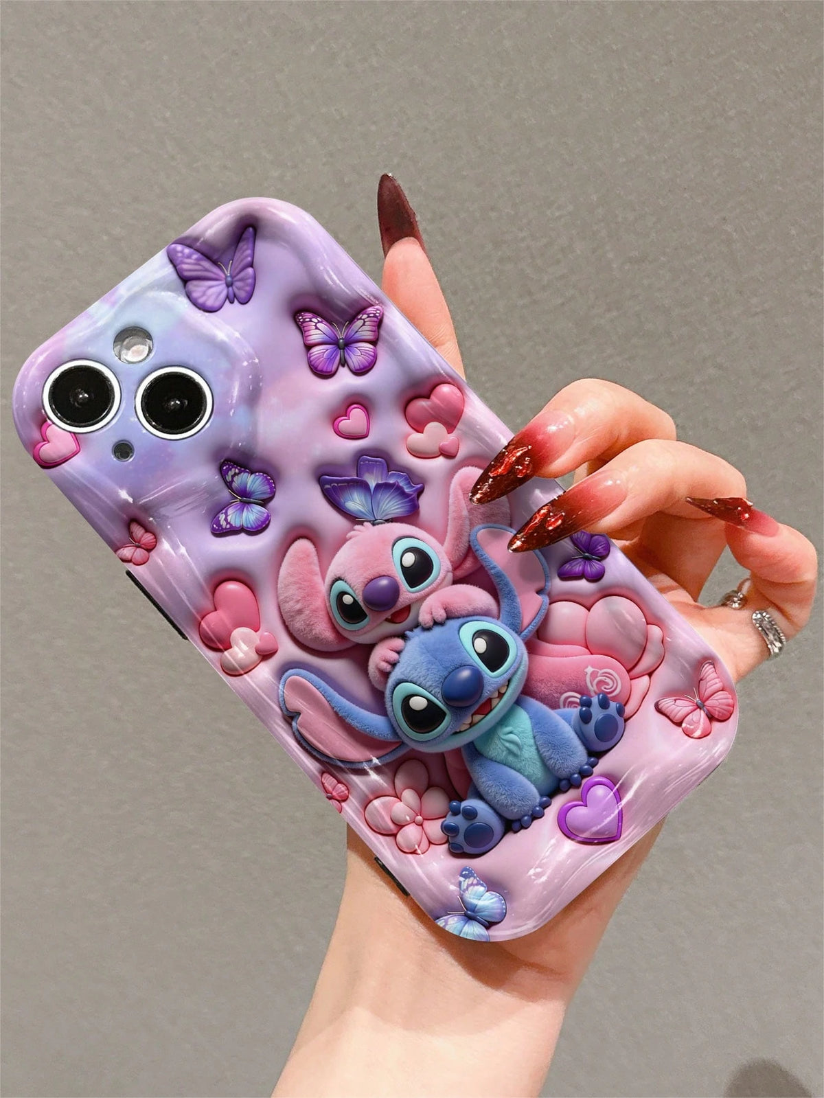 Disney This Stitch And Angel Phone Case Features A Cute And Playful Expression Design, A Simple And Stylish Appearance, And A Smooth Touch. It Uses A 2D Wave Pattern, Is Made Of Adorable And Eye-Catch