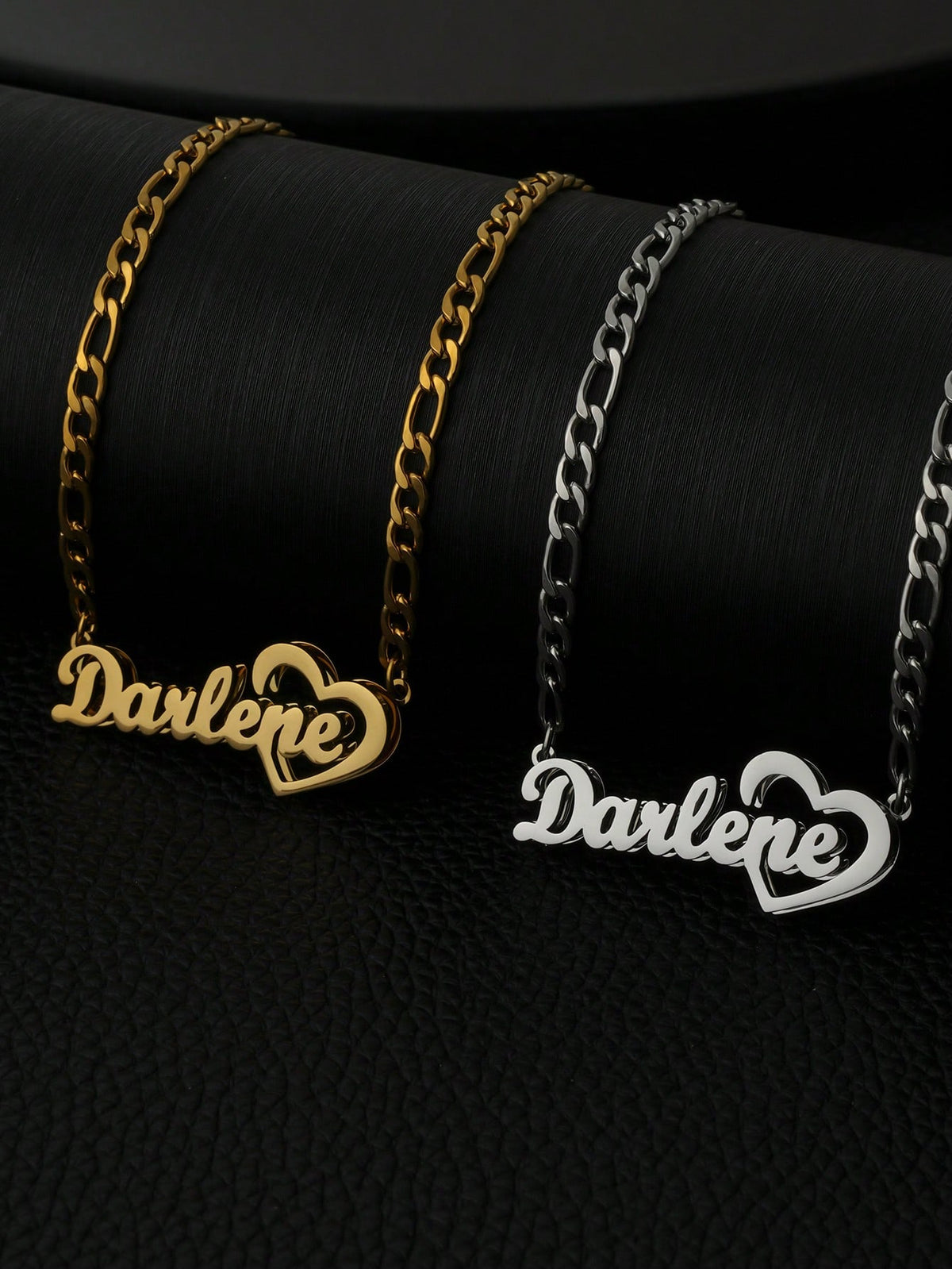 Double Layer Welded Custom Name Necklace, Stainless Steel Personalized Heart-Shaped Nameplate Necklace, English Name For Women Girls, Silver Gold, Gift For Girlfriend Mom Daughter, Anniversary Birthda