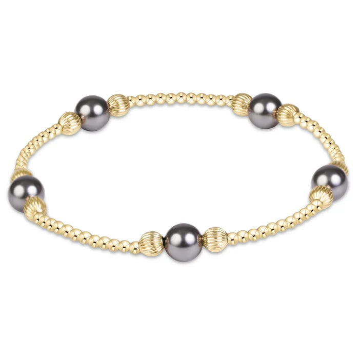 Enewton Purpose Pearl Dark Grey 6mm Dignity Gold Bracelet Enewton Dark Grey Pearl Dignity Bracelet | The Red Owl Bracelet