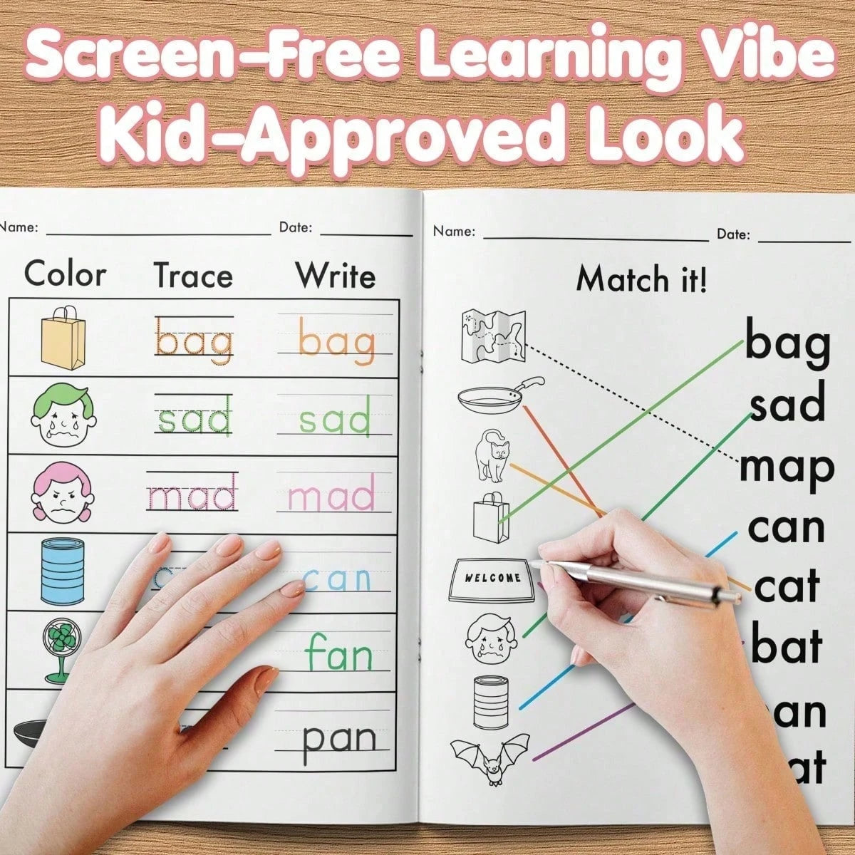 English Spelling, Reading And Writing Practice Notebook- Includes Matching, Tracing And Vocabulary Activities| Early Learning Writing Workbook To Build Confidence And Language Skills
