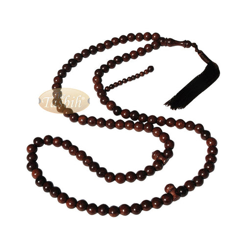 Extra Large 12 mm Tamarind Heartwood Tasbih - Islamic Prayer Beads with Tassels