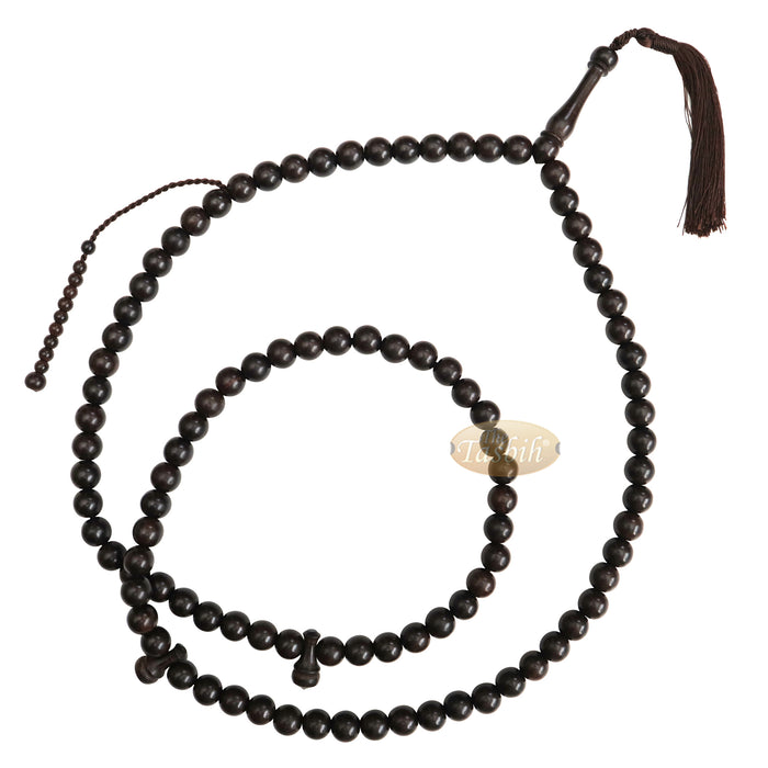 Extra Large 12 mm Tamarind Heartwood Tasbih - Islamic Prayer Beads with Tassels