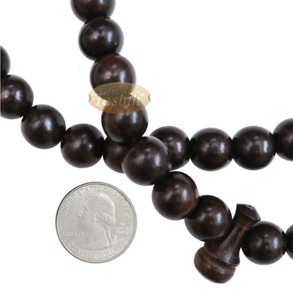 Extra Large 12 mm Tamarind Heartwood Tasbih - Islamic Prayer Beads with Tassels