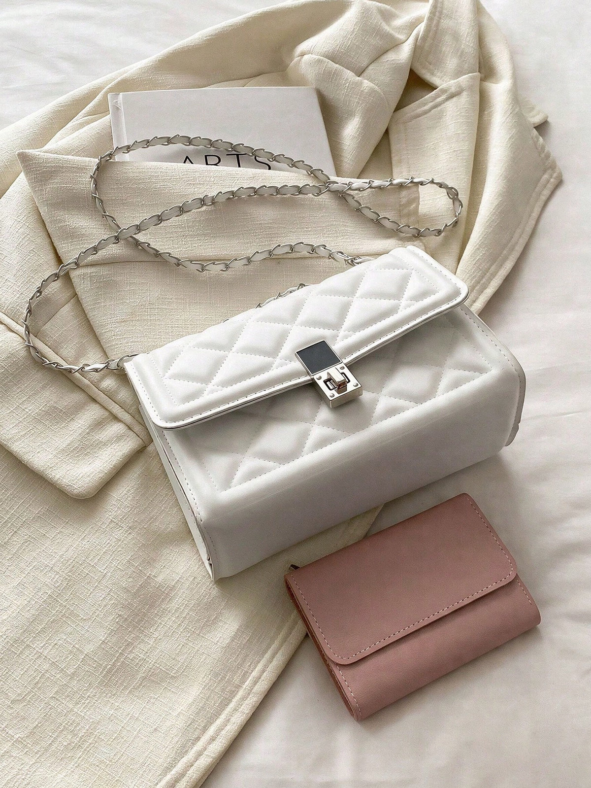 Fashion Solid Color Quilted Square Chain Shoulder Bag,Versatile Flap Banquet Bag New Lightweight Handbag & Purse,Casual Mobile Coin Crossbody Bags