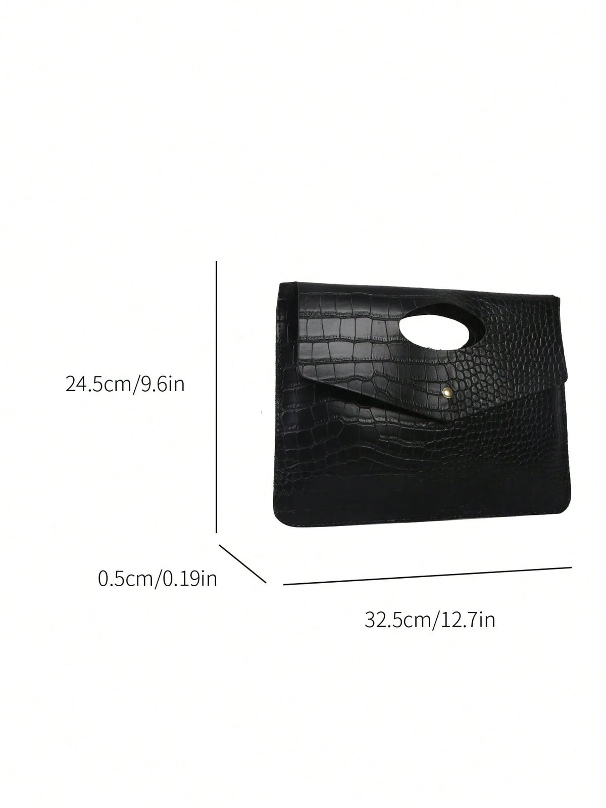 Fashionable Black PU Flap Envelope Clutch Bag, High-Quality Crocodile Texture, Minimalist Design, Versatile, Unique Animal Print Pattern Women Clutch Bag