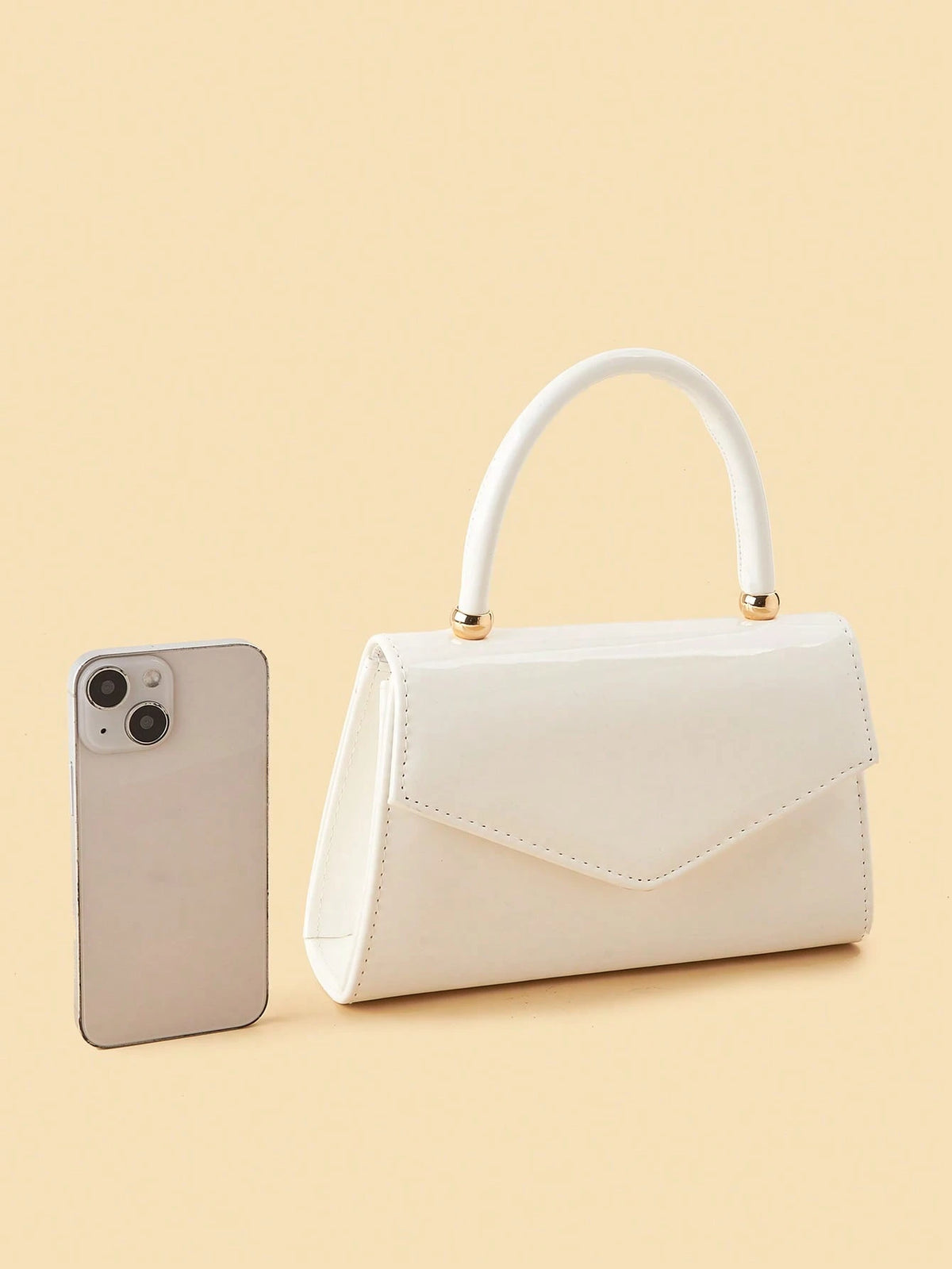 Fashionable Solid Color Mirror Handbag,  Suitable For Party Girls, College Students, Brides, Can Be Matched With Party Dresses White Bag