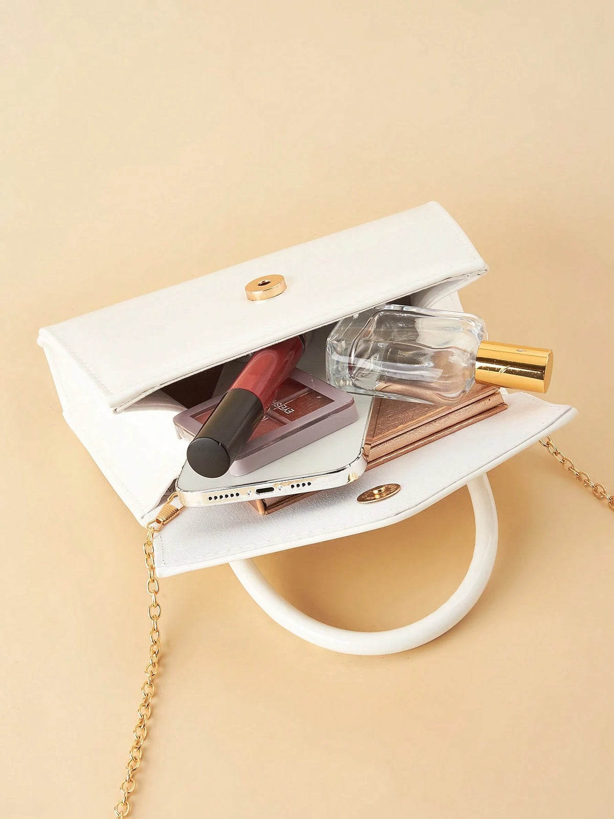 Fashionable Solid Color Mirror Handbag,  Suitable For Party Girls, College Students, Brides, Can Be Matched With Party Dresses White Bag