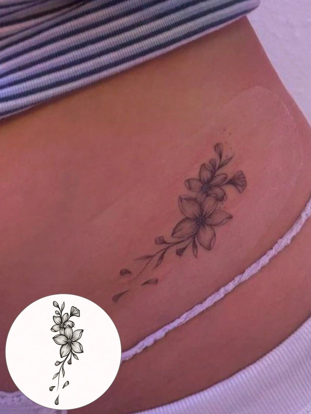 Floral Tattoo Stickers- Sexy Women's Body Art--, Realistic Flower Design, Waterproof Tattoo- Lasts 3-7 Days, Suitable For Women's Body Use, Party, Performance, Photography, Party Accessories, Holid