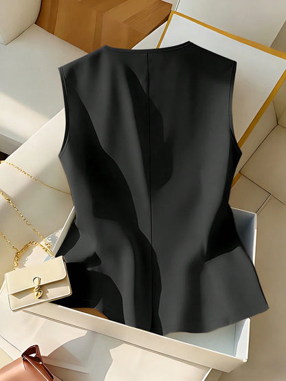 Franclia Elegant Sleeveless Yellow Blouse, Chic & Slimming Summer Top For Women Zanea Dress For Woman Ladies Dresses Yrack Suits For Ladies