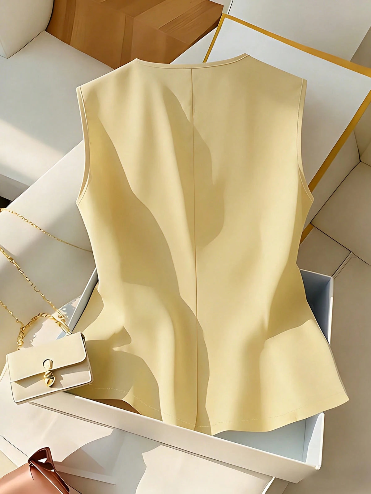 Franclia Elegant Sleeveless Yellow Blouse, Chic & Slimming Summer Top For Women Zanea Dress For Woman Ladies Dresses Yrack Suits For Ladies