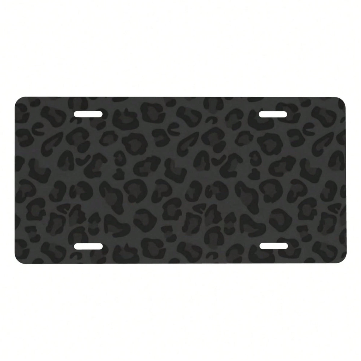 Front License Plate Cover – Aluminum Metal Car Accessory, Rust-Proof Novelty Vanity Tag Decor For Men & Women, 6x12 With 4 Holes- 043 Black Leopard