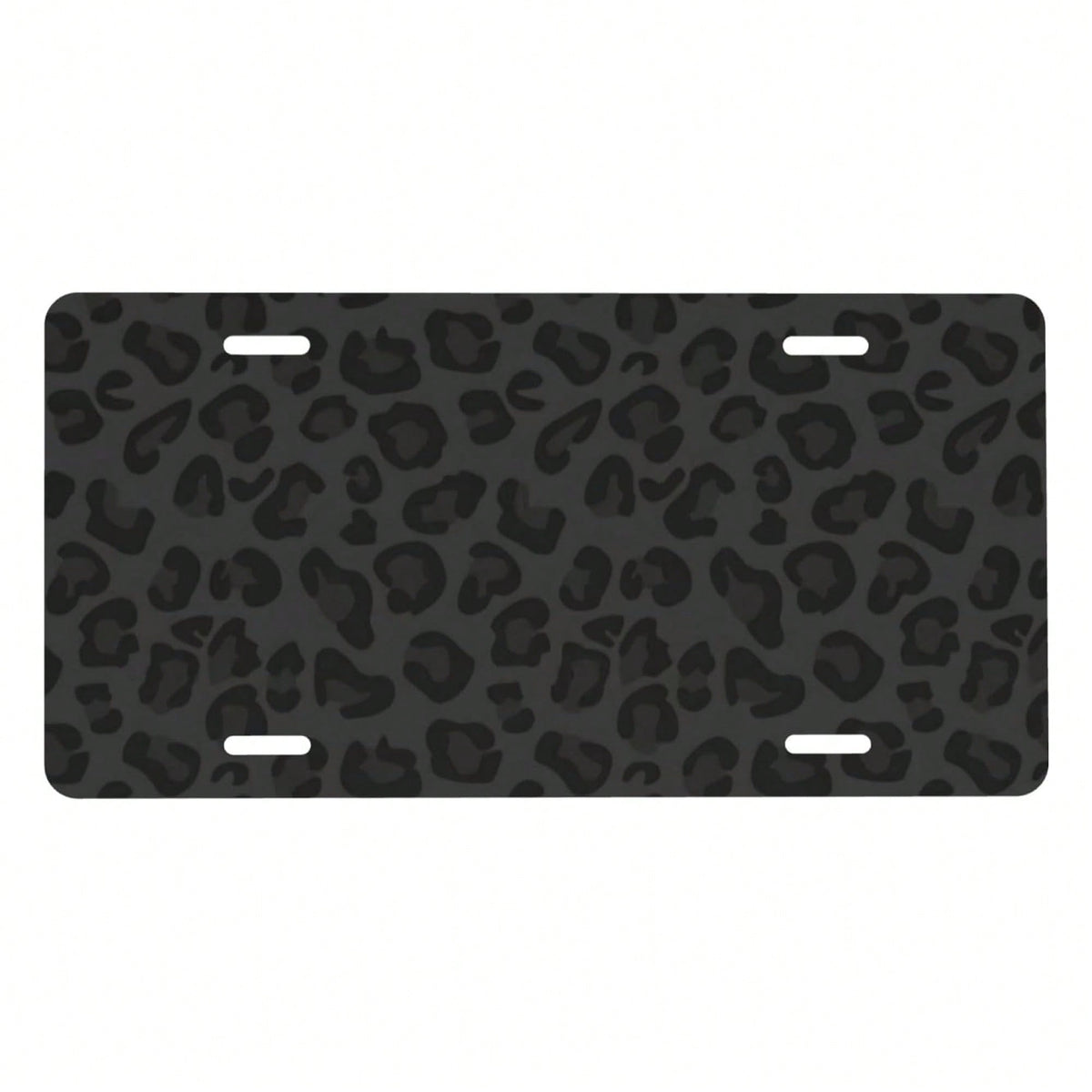 Front License Plate Cover – Aluminum Metal Car Accessory, Rust-Proof Novelty Vanity Tag Decor For Men & Women, 6x12 With 4 Holes- 043 Black Leopard