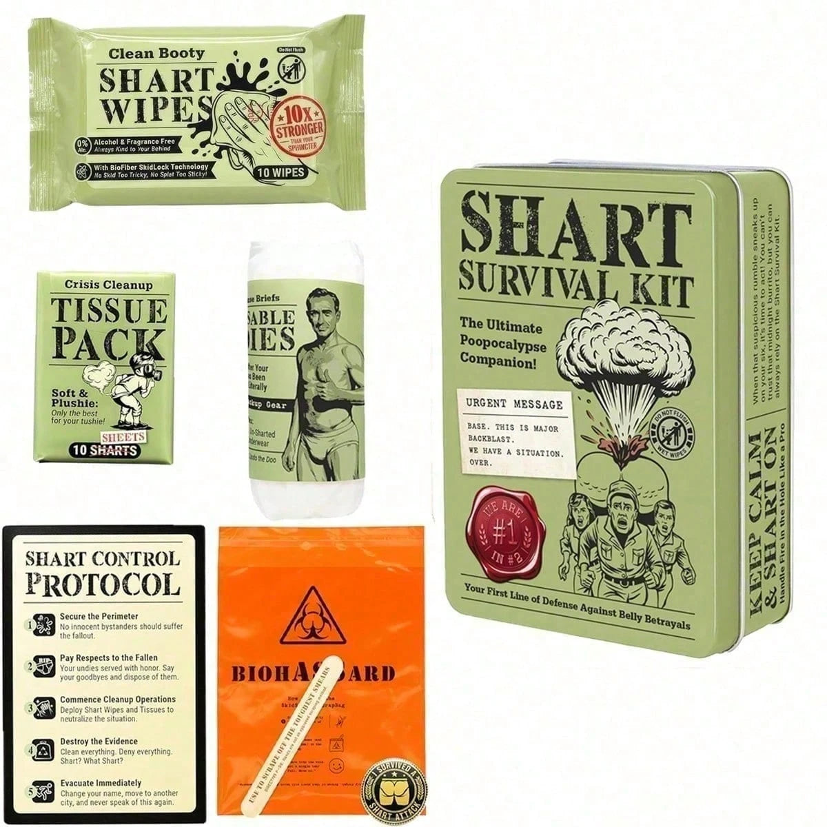 Funny Shart Survival Kit,Ultimate Poop Prank Gag Gift Set Includes Wet Drinks, Fabrics And Funny Brand. Novelty Potty Gag Gifts And Novelty Pack Perfect For Friends Or Family