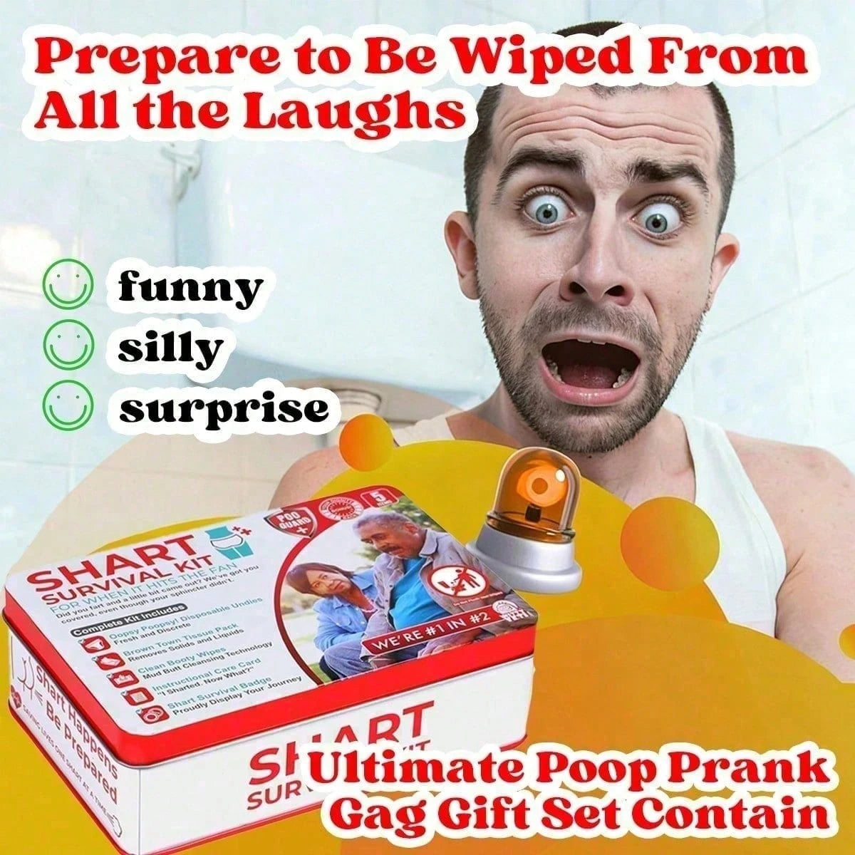 Funny Shart Survival Kit,Ultimate Poop Prank Gag Gift Set Includes Wet Drinks, Fabrics And Funny Brand. Novelty Potty Gag Gifts And Novelty Pack Perfect For Friends Or Family