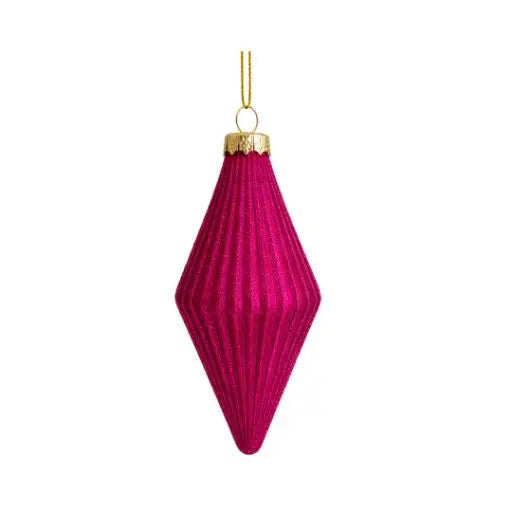 Fuschia Faceted Ornament 4.25"