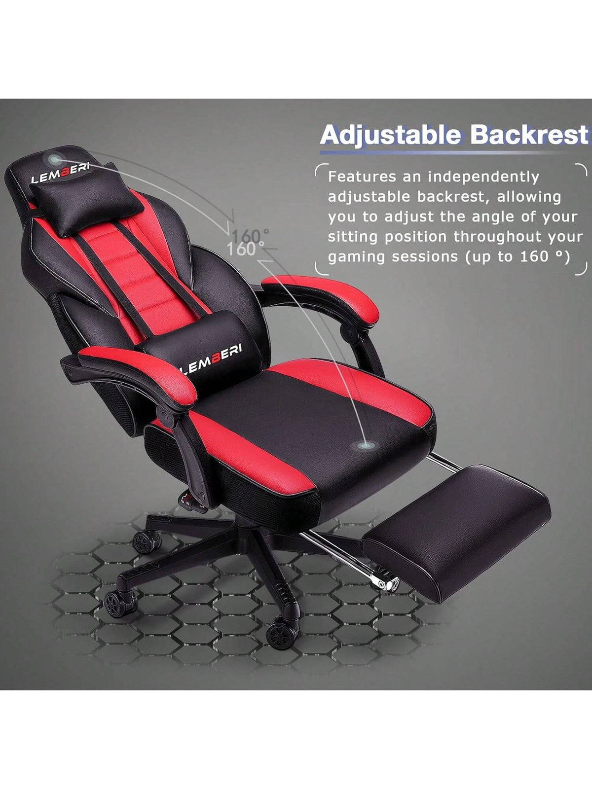 Gaming Chair With Massage, Ergonomic Heavy Duty Design, Gamer Chair With Footrest And Lumbar Support, High Back Office Chair, Big And Tall Gaming Computer Chair, Red