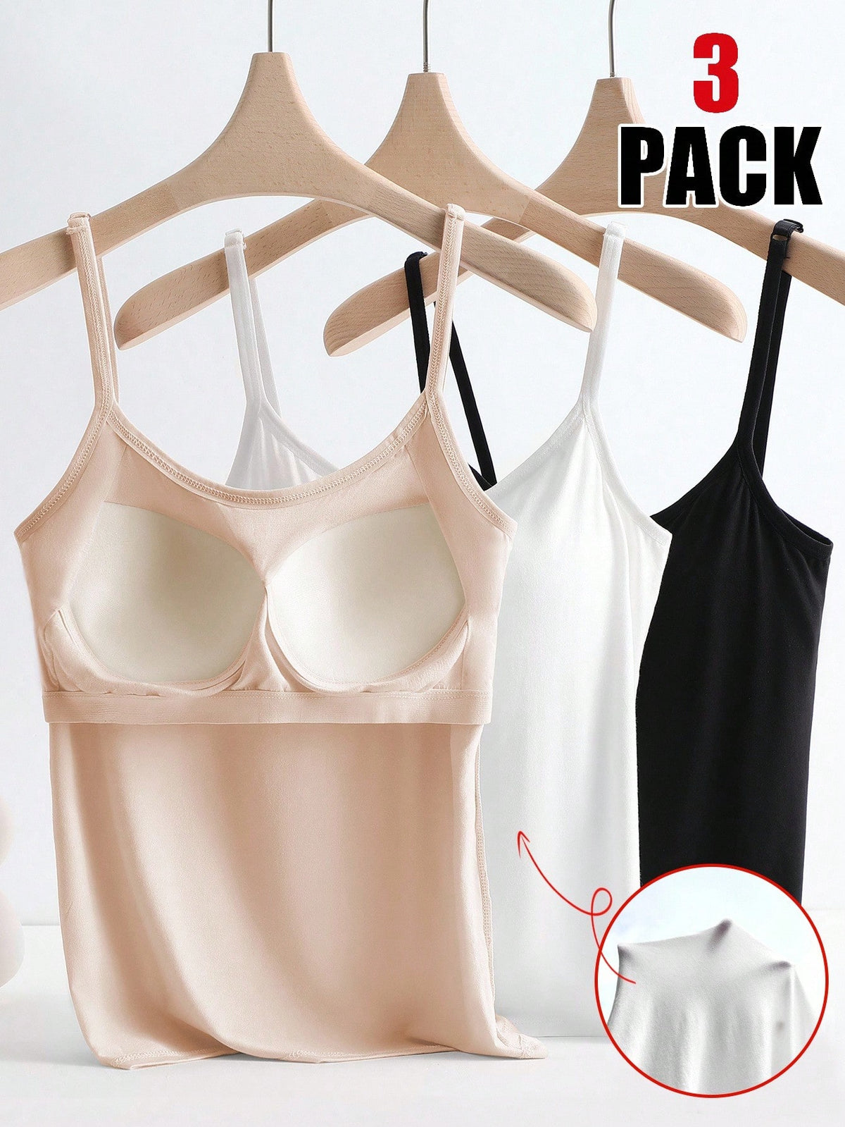GlowEve 3pcs/Set Anti-Flashing Removable Padded Spaghetti Strap Comfortable & Breathable