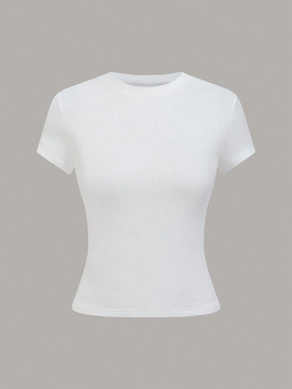 GlowEve Spring And Summer New Slim-Fit Solid Color Slimming All-Match Round Neck Business Trip Three Pieces Set T-Shirt For Women