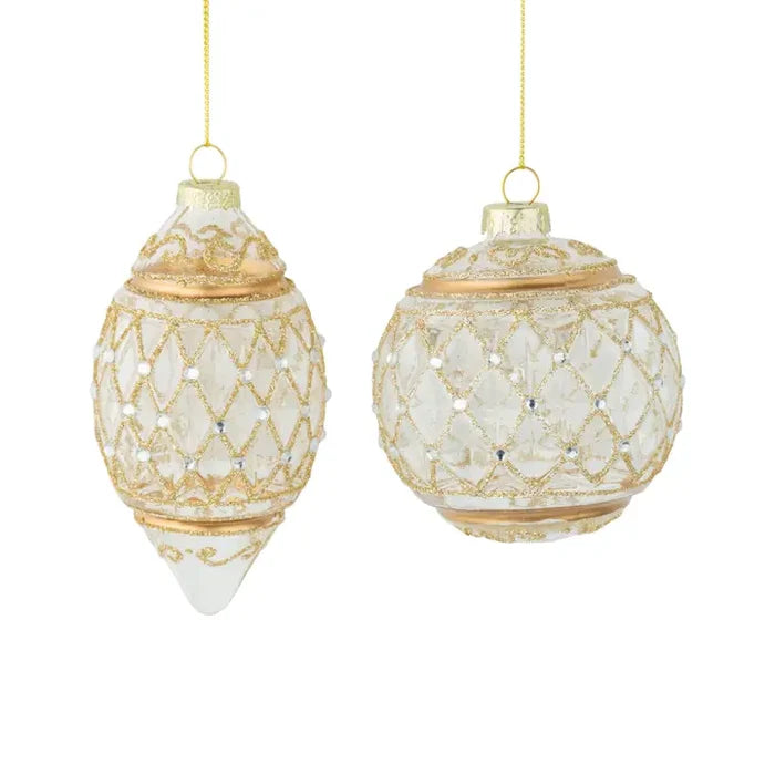 Gold Lattice Glass Ornaments